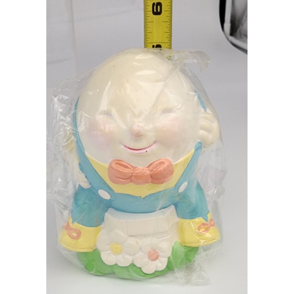 Avon Humpty Dumpty Earthenware Bank Kids OS Blue New Vintage 1982 Hand Painted - Picture 8 of 9